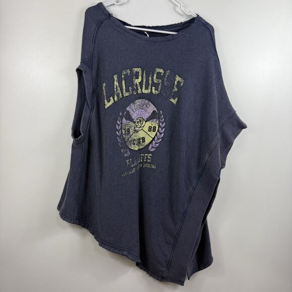 Free People Graphic Lacrosse Off Side Sweatshirt Asymmetrical Oversized Boho - Picture 13 of 16